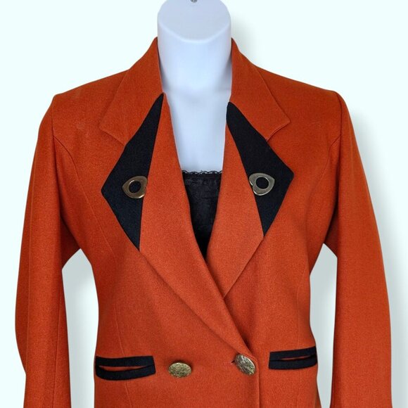 V. Pat Argenti Boutique Orange Button Blazer - Picture 2 of 11